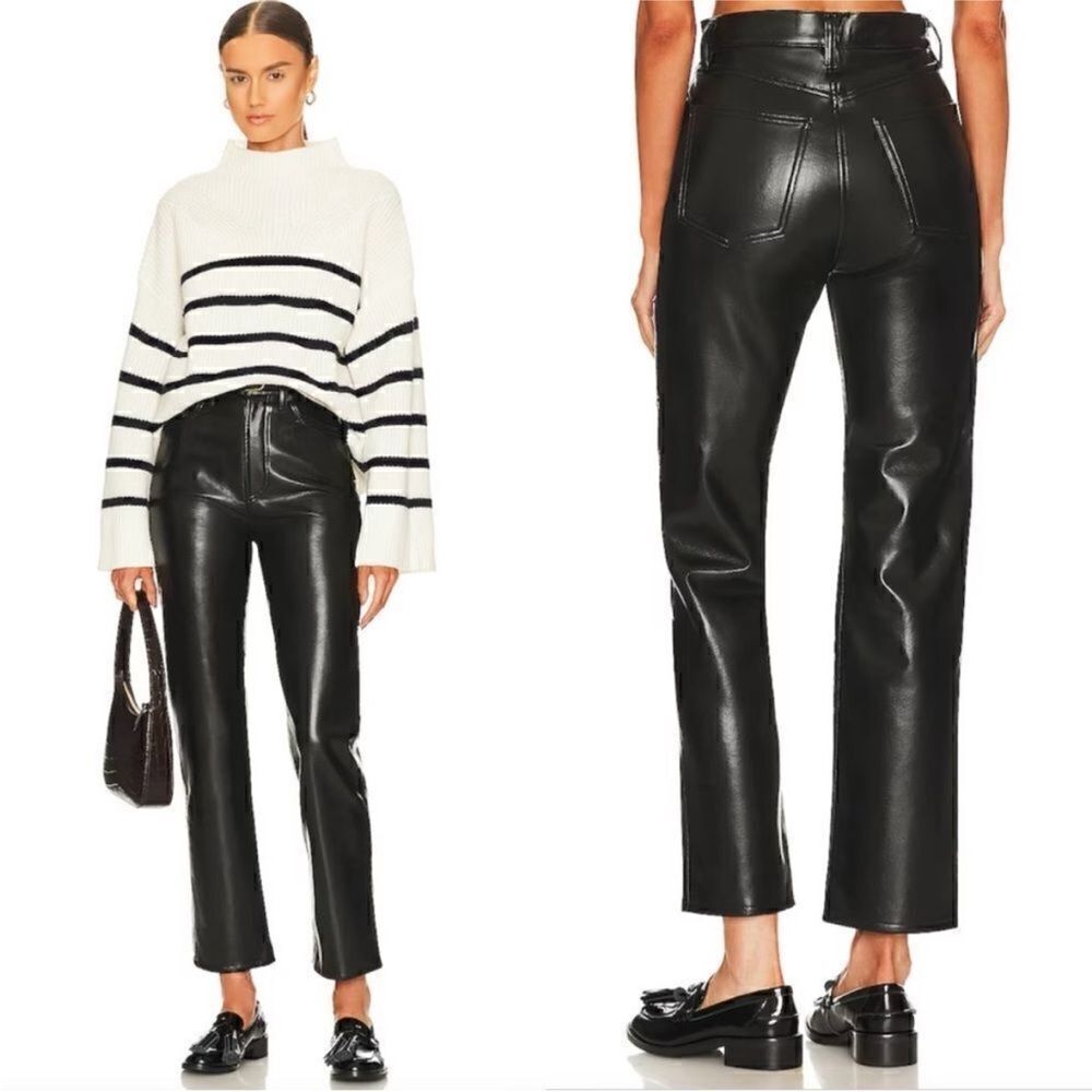 AGOLDE 90s Pinch Waist recycled leather-blend straight-leg pants 26 FLAW